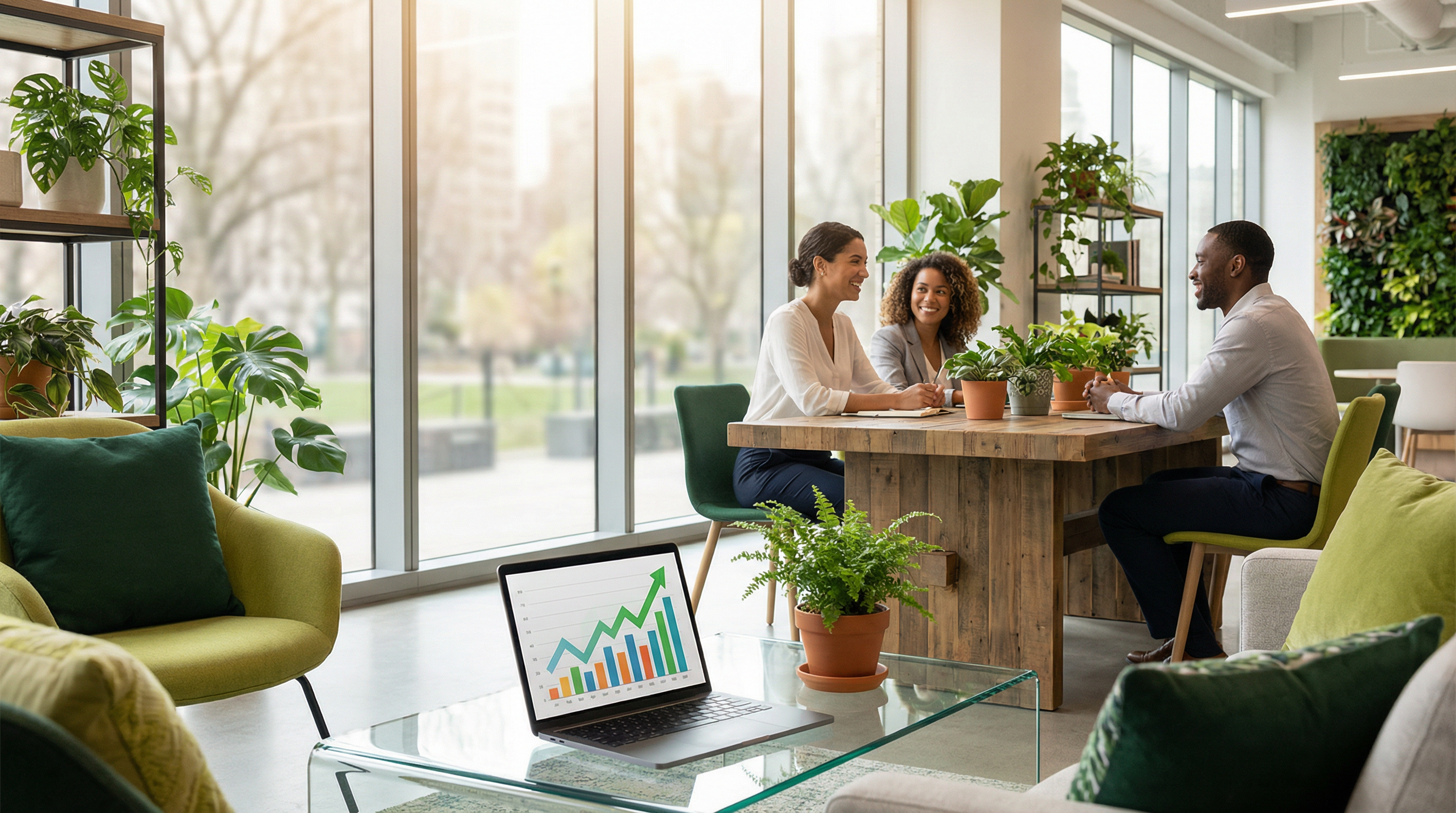 Modern office with plants